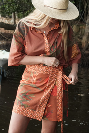 Wandering Folk Cuban Tropical Wrap Skirt // Coffee