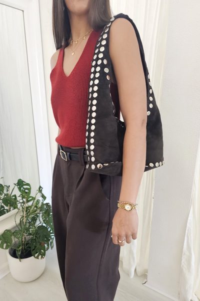 Mafi Studded Suede Bag // Chocolate