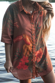 Wandering Folk Cuban Tropical Shirt // Coffee