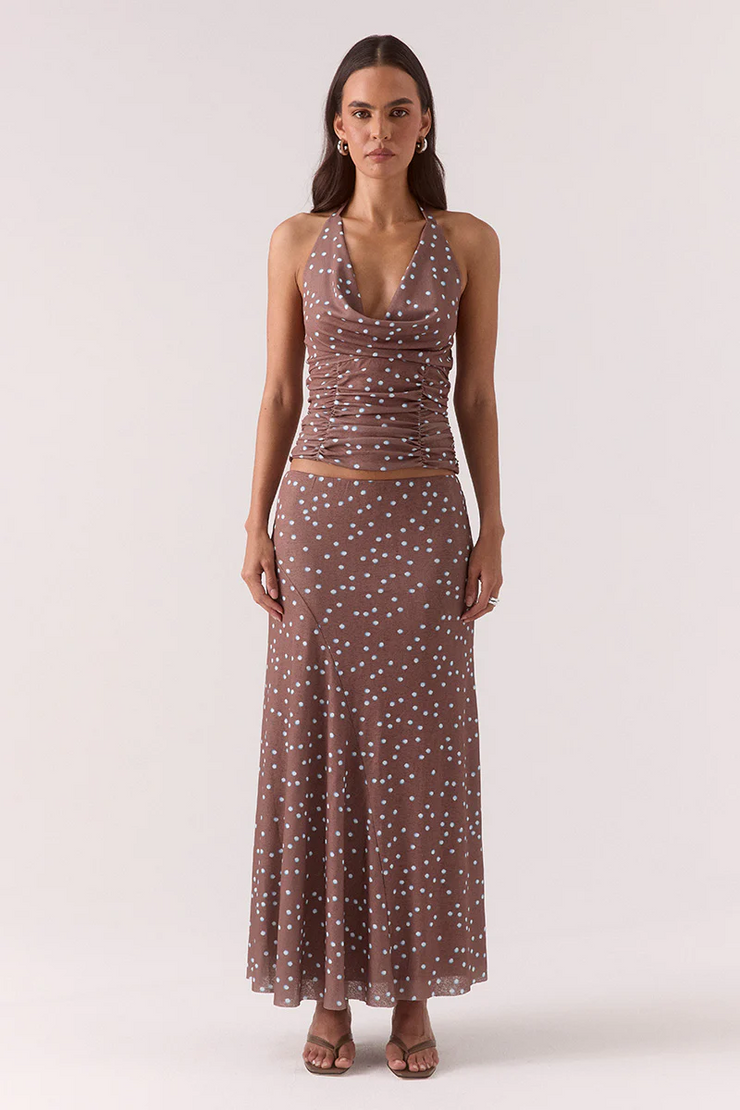 Sovere Delilah Skirt // Mocha Polka Dot