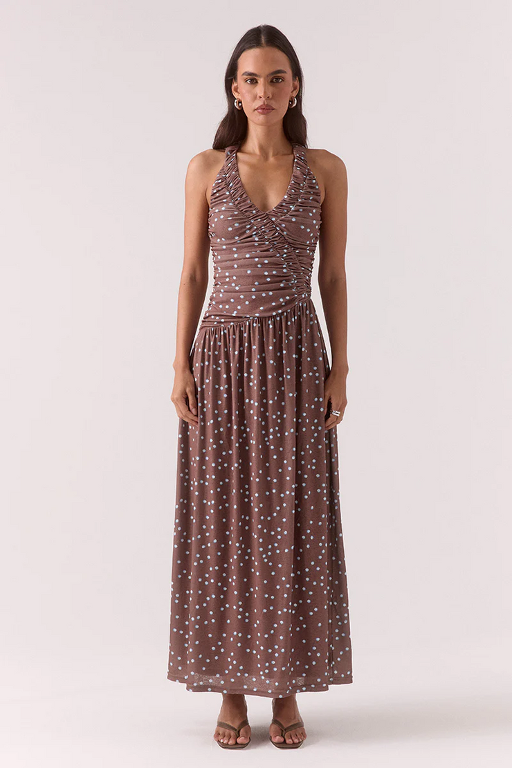 Sovere Delilah Maxi Dress // Mocha Polka Dot