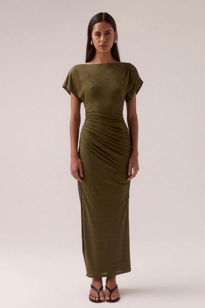Sovere Rua Off Shoulder Dress // Olive