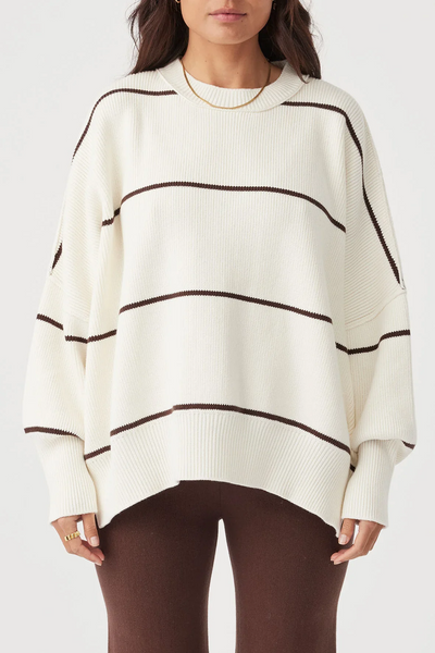 Arcaa Harper Stripe Organic Knit Sweater // Cream & Chocolate