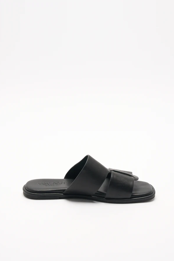 Walnut Roma Leather Slide // Black