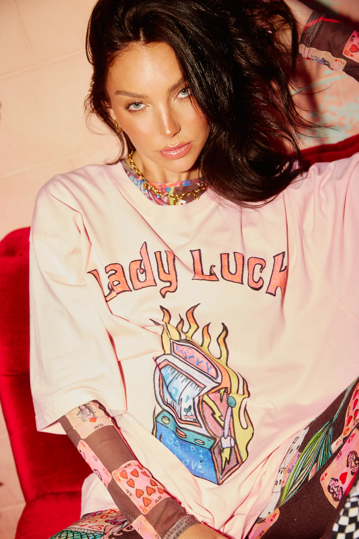 Sabbi The Very Oversized Lady Luck Tee // Pink