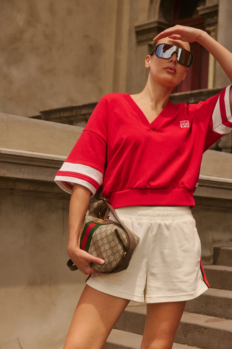 Araminta James French Tennis Shirt // Cherry