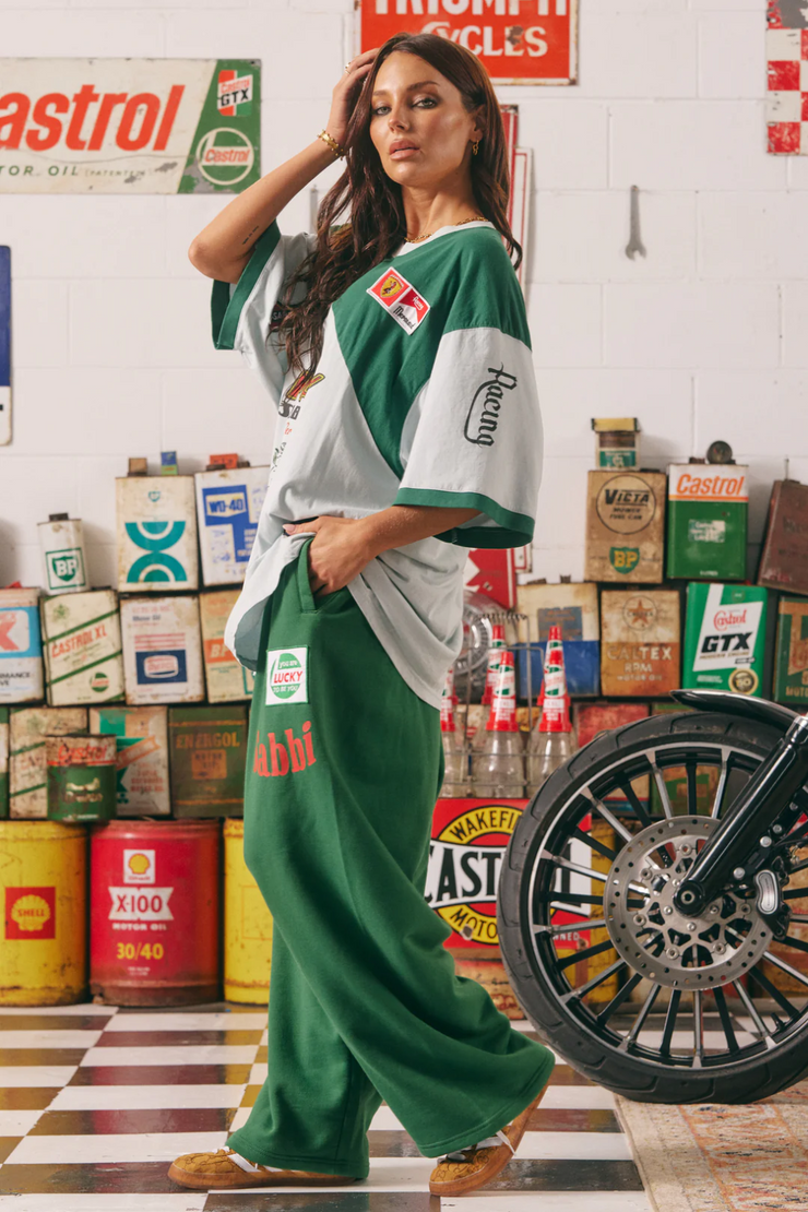 Sabbi Mermaid Racing Wide Leg Sweat Pants // Green