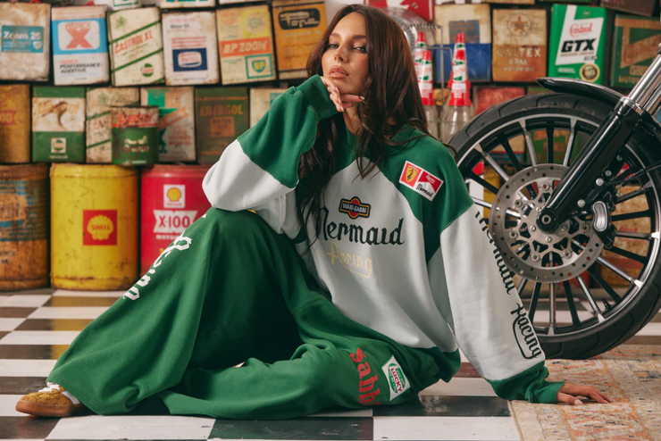 Sabbi Mermaid Racing Wide Leg Sweat Pants // Green
