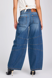 One Teaspoon Barrel Mid Waist Wide Leg Denim Jeans // Pacifica Blue