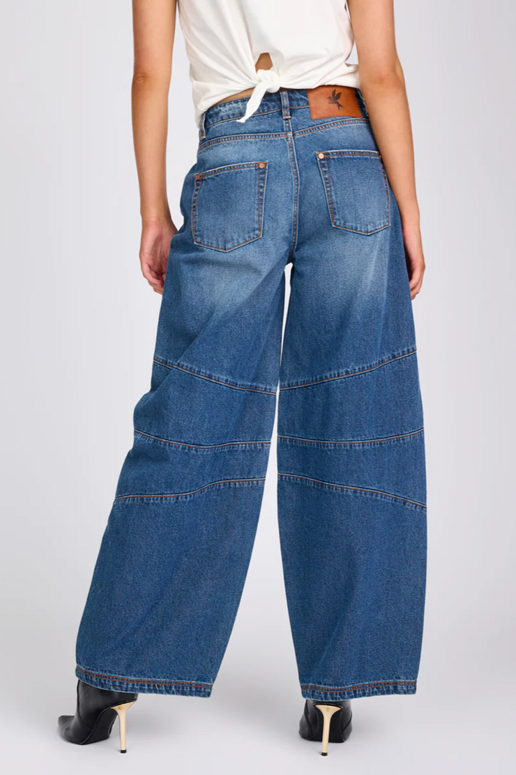 One Teaspoon Barrel Mid Waist Wide Leg Denim Jeans // Pacifica Blue