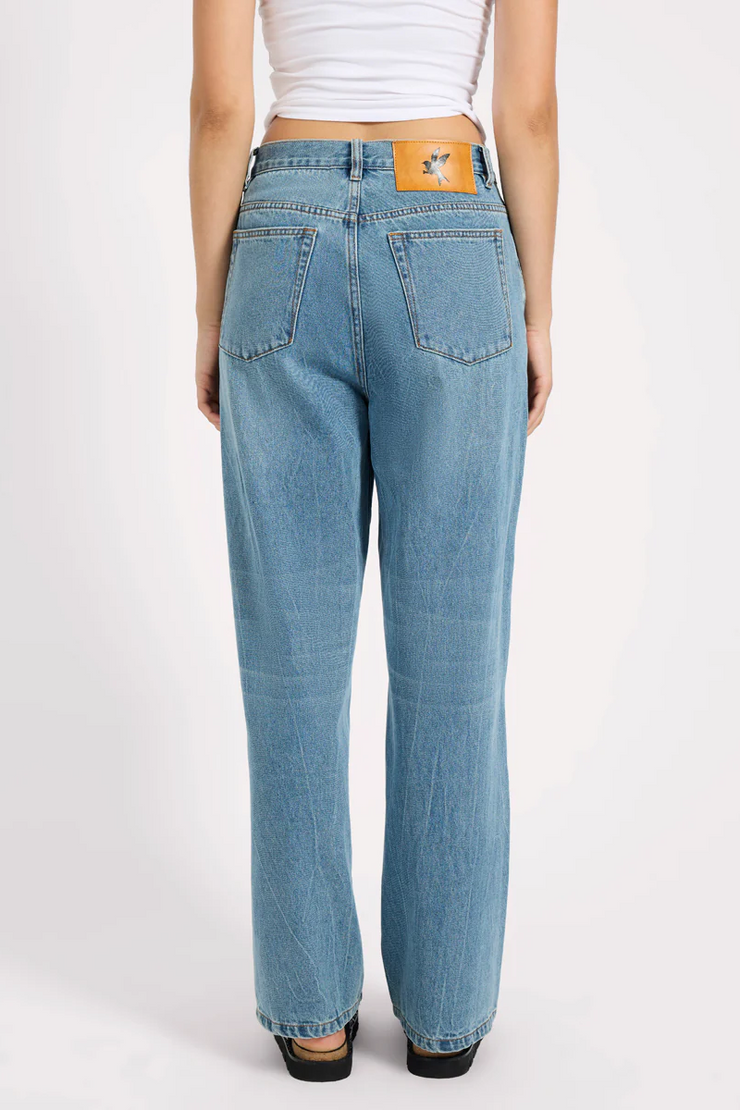 One Teaspoon Baxters Mid Waist Wide Leg Denim Jeans // Blue Crush