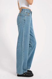 One Teaspoon Baxters Mid Waist Wide Leg Denim Jeans // Blue Crush