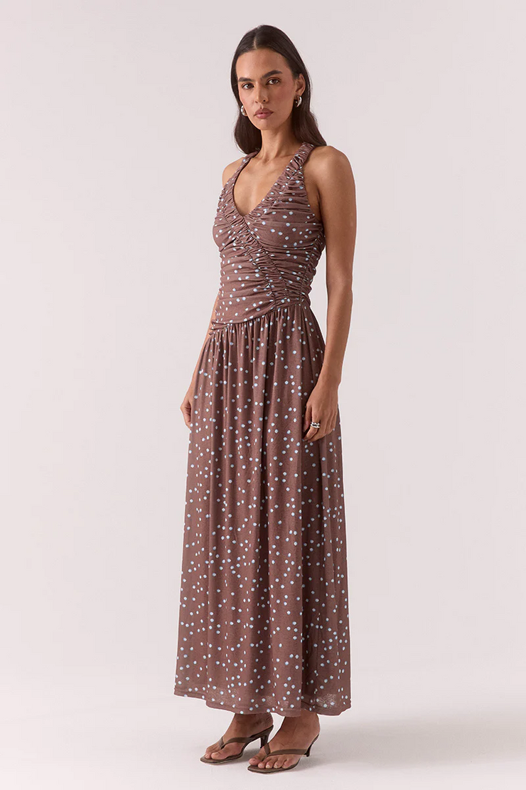 Sovere Delilah Maxi Dress // Mocha Polka Dot
