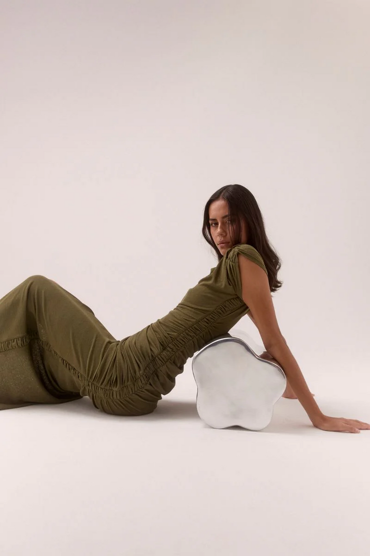 Sovere Rua Off Shoulder Dress // Olive