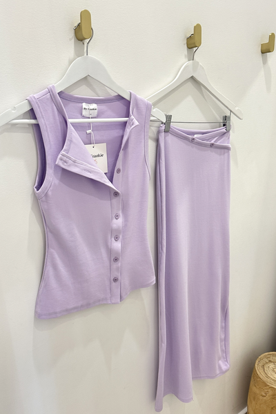 By Frankie Button Top and Maxi Skirt Set // Lilac