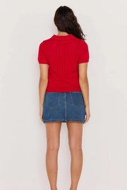 Mink Pink Lila Pointelle Knit Tee // Red