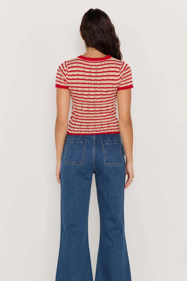 Mink Pink Chloe Stripe Knit Tee // Red & Beige