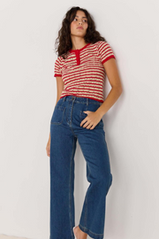 Mink Pink Chloe Stripe Knit Tee // Red & Beige