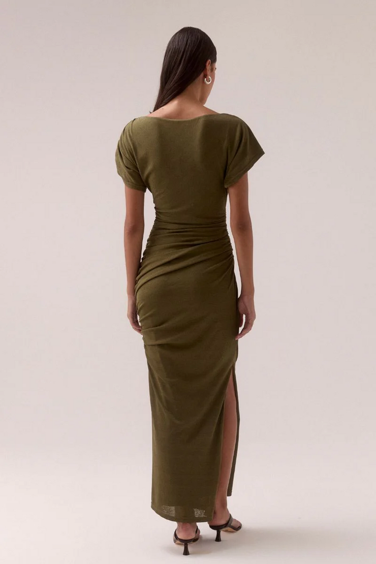 Sovere Rua Off Shoulder Dress // Olive