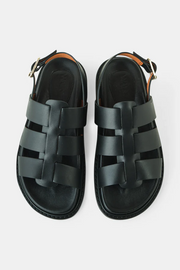 Walnut Dakota Leather Sandal // Black