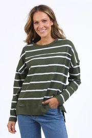 Foxwood Jayne Stripe Throw On Top // Khaki & White