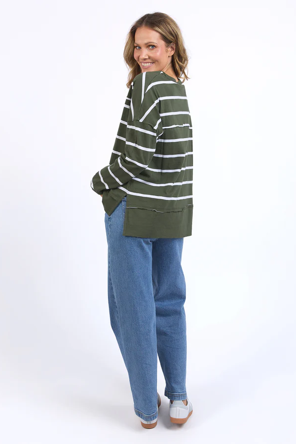 Foxwood Jayne Stripe Throw On Top // Khaki & White