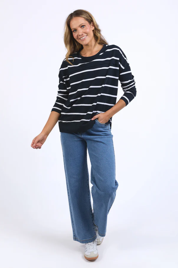 Foxwood Jayne Stripe Throw On Top // Navy & White
