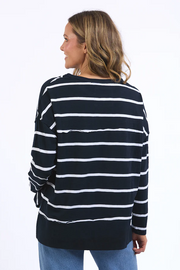 Foxwood Jayne Stripe Throw On Top // Navy & White