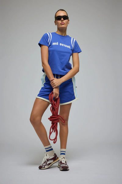 Araminta James Mi Scusi Baby Tee // Ultramarine