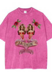 Maku The Label Acid Wash Mermaid Tee // La Sirene Rose Red