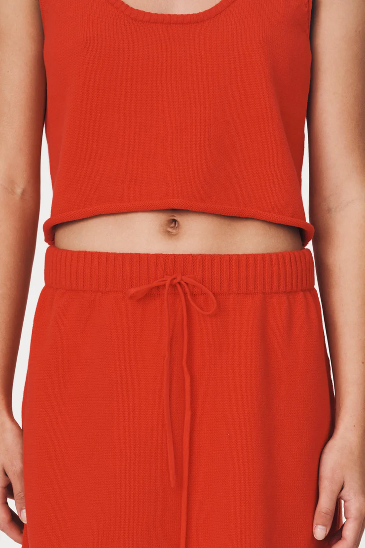 Rowie Alma Knit Mini Skirt // Aperol Red