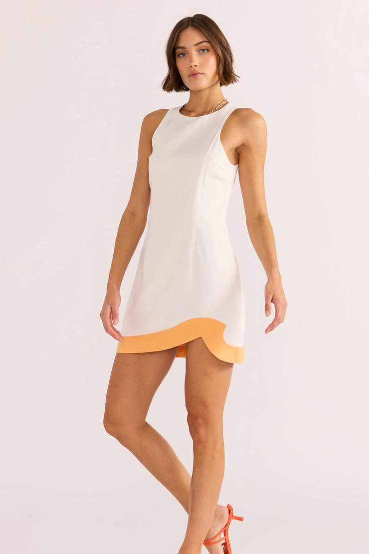 Mink Pink Alora Wave Mini Dress // White & Orange