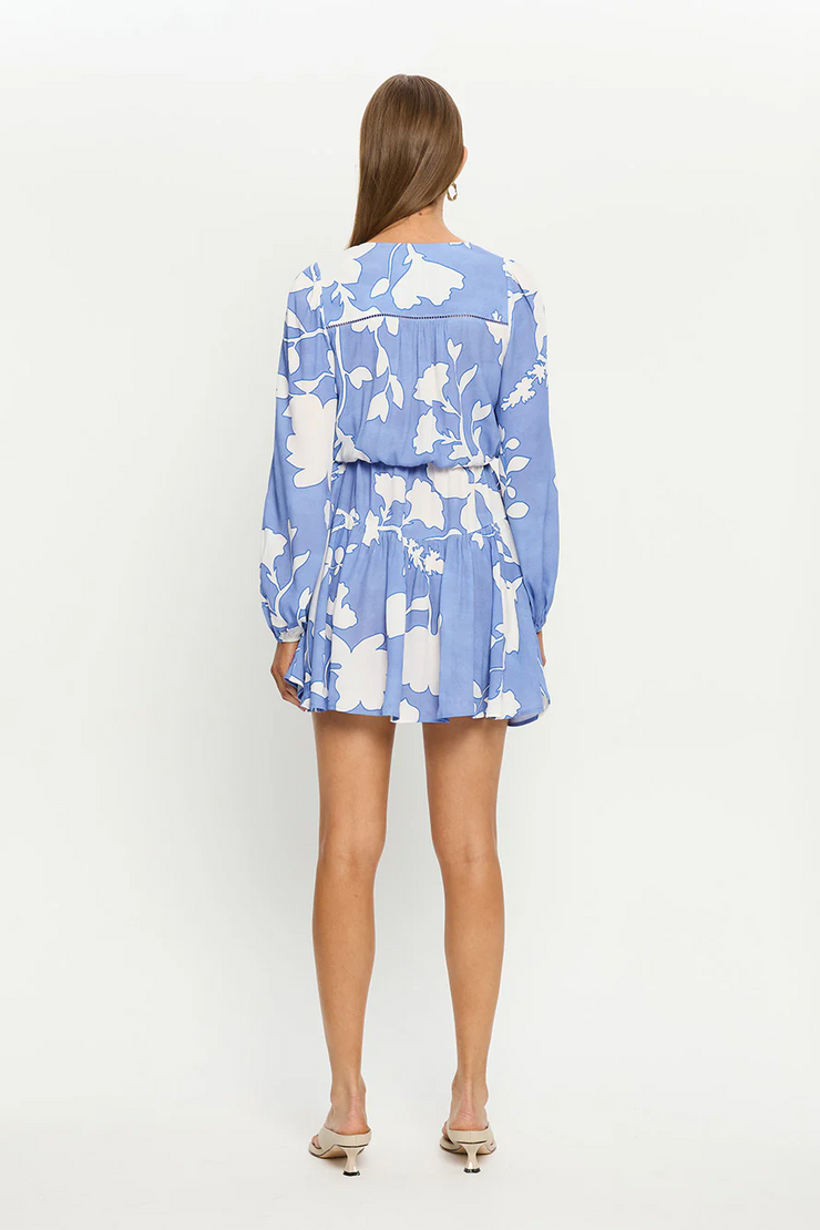 Kivari Amelie Tie Front Mini Dress // Cornflower Blue