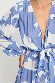 Kivari Amelie Tie Front Mini Dress // Cornflower Blue