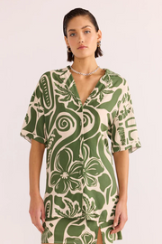 Mink Pink Amos Resort Shirt // Green