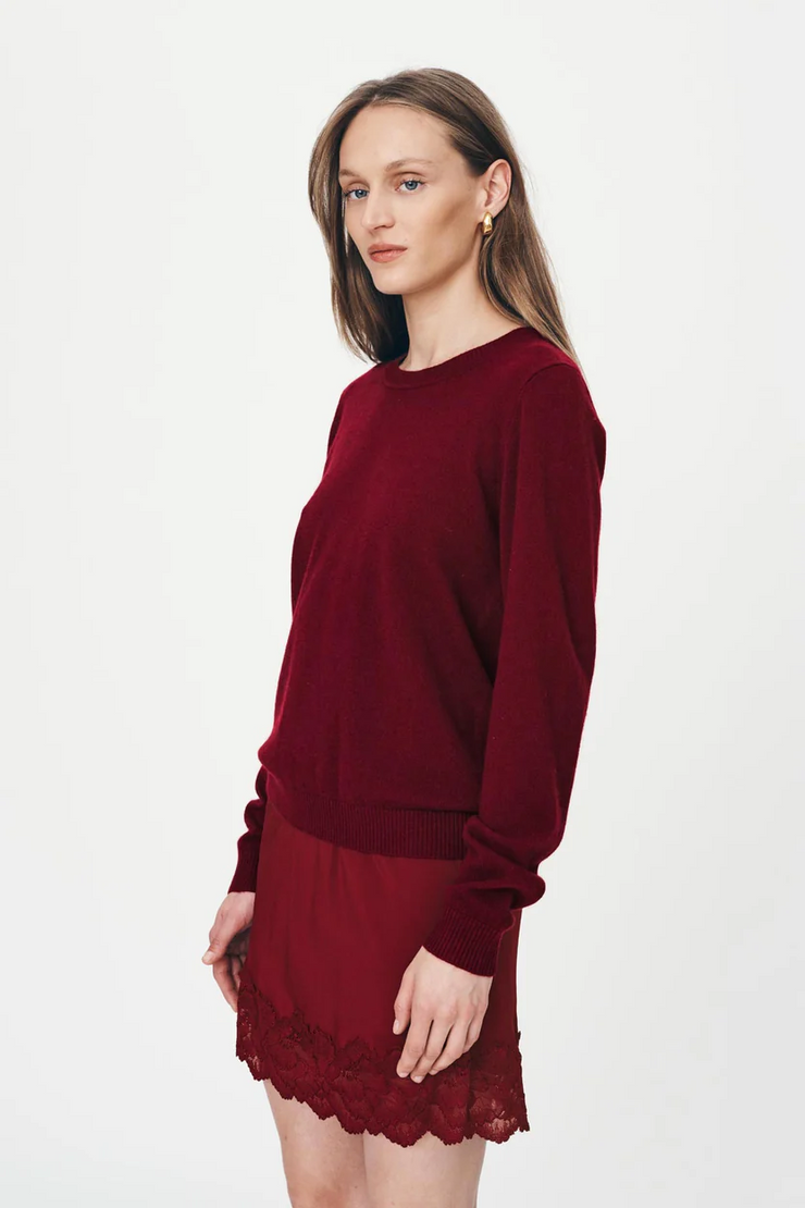 Rowie Axel Merino Knit Top // Merlot Red