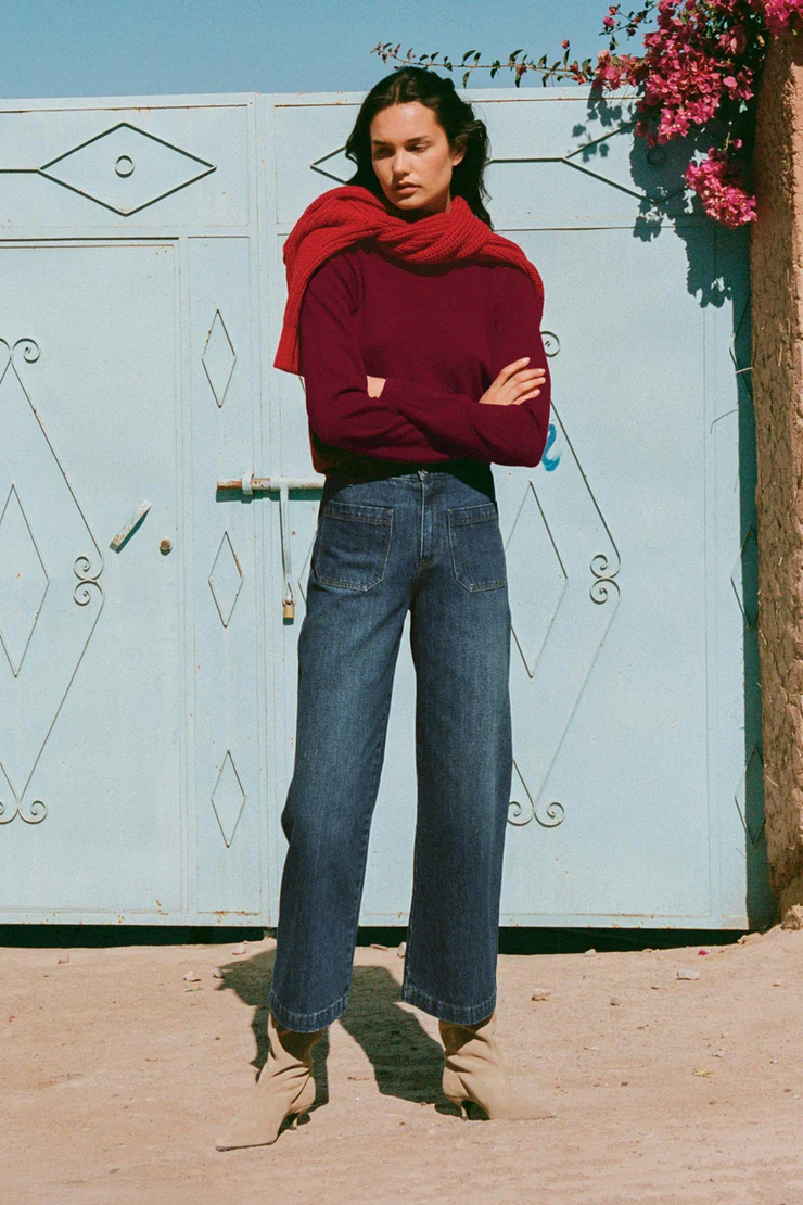 Rowie Axel Merino Knit Top // Merlot Red