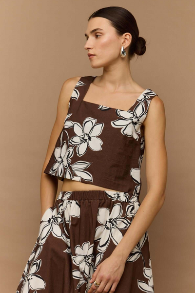 Staple The Label Elara Top // Brown & White