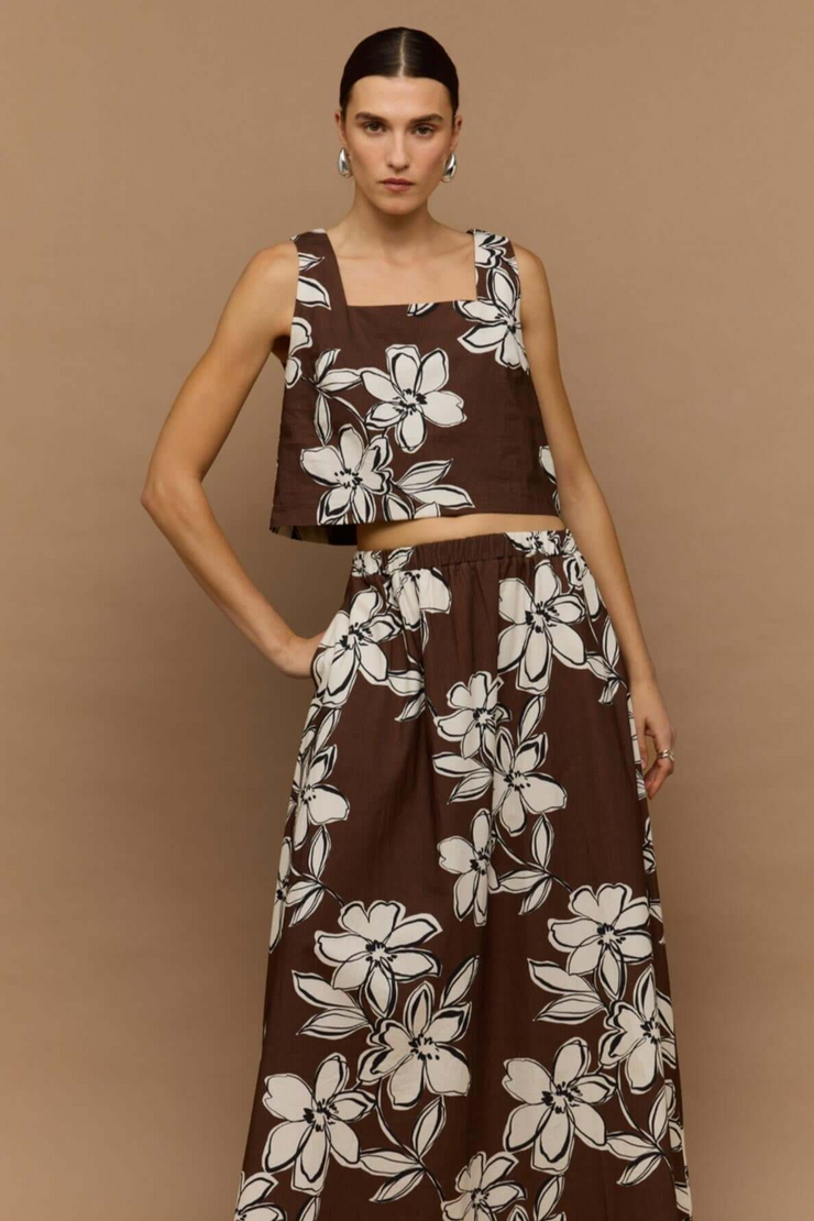 Staple The Label Elara Top // Brown & White