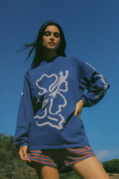Ciao Ciao Cloud Hibiscus Haven LS Tee // Blue