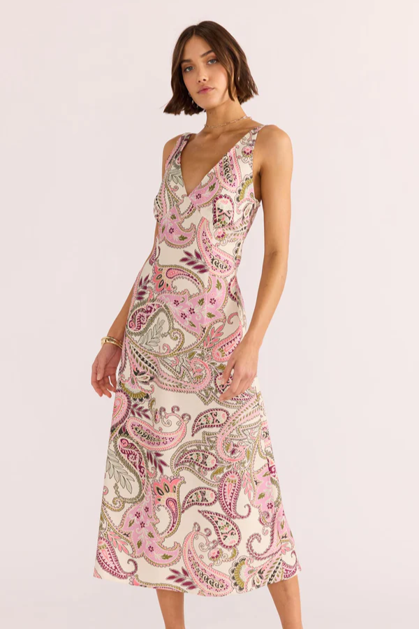 Mink Pink Cadence Bias Slip Midi Dress // Paisley