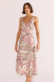 Mink Pink Cadence Bias Slip Midi Dress // Paisley