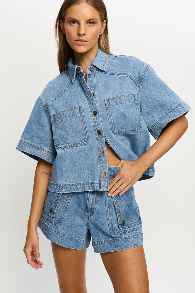 Kivari Celene Denim Short // Stonewash Blue