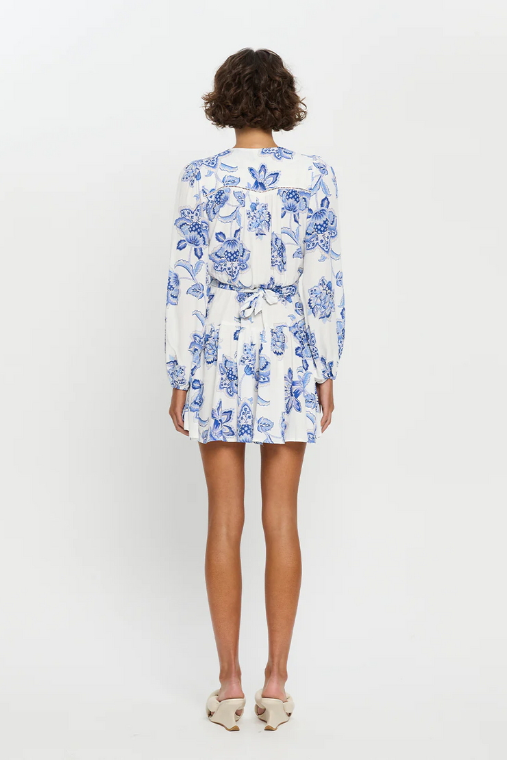 Kivari Chiara Tie Front Mini Dress // Blue Floral