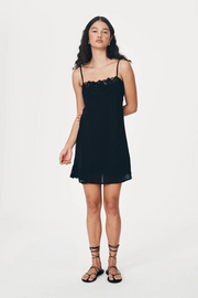 Rowie Claudia Silk Slip Mini Dress // Noir