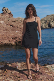 Rowie Claudia Silk Slip Mini Dress // Noir