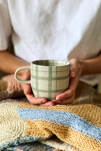 Robert Gordon Tartan Check Mug // Duck Egg
