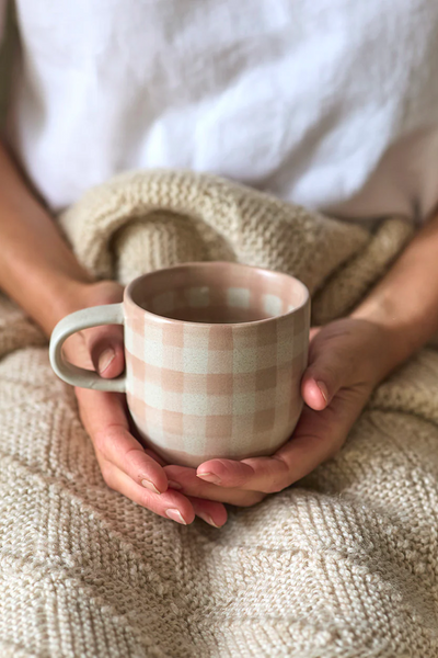Robert Gordon Check Mug // Soft Terracotta