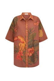 Wandering Folk Cuban Tropical Shirt // Coffee