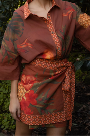 Wandering Folk Cuban Tropical Wrap Skirt // Coffee